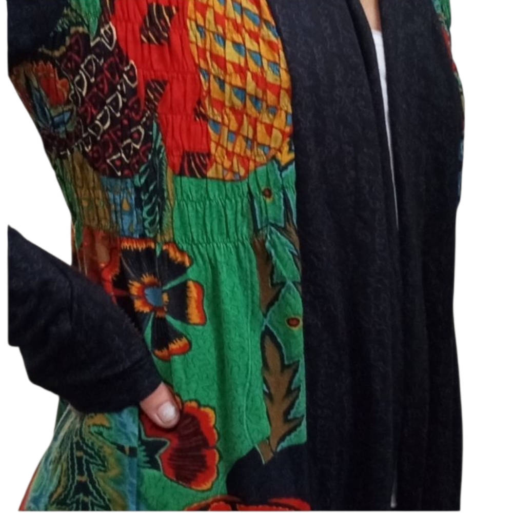 💫Rene DERHY VTG Women's Floral Print Kimono Style Vest Rare Find